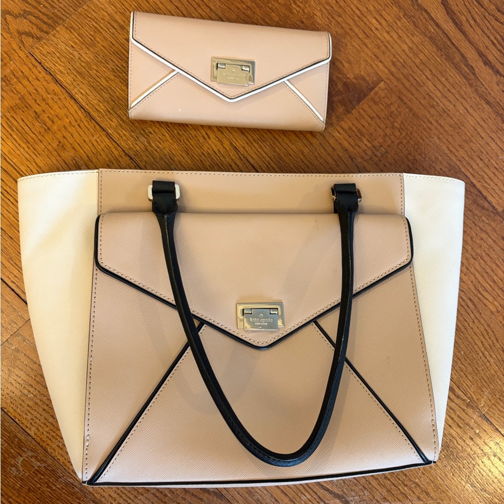 Kate Spade Beige Handbag and Wallet Set